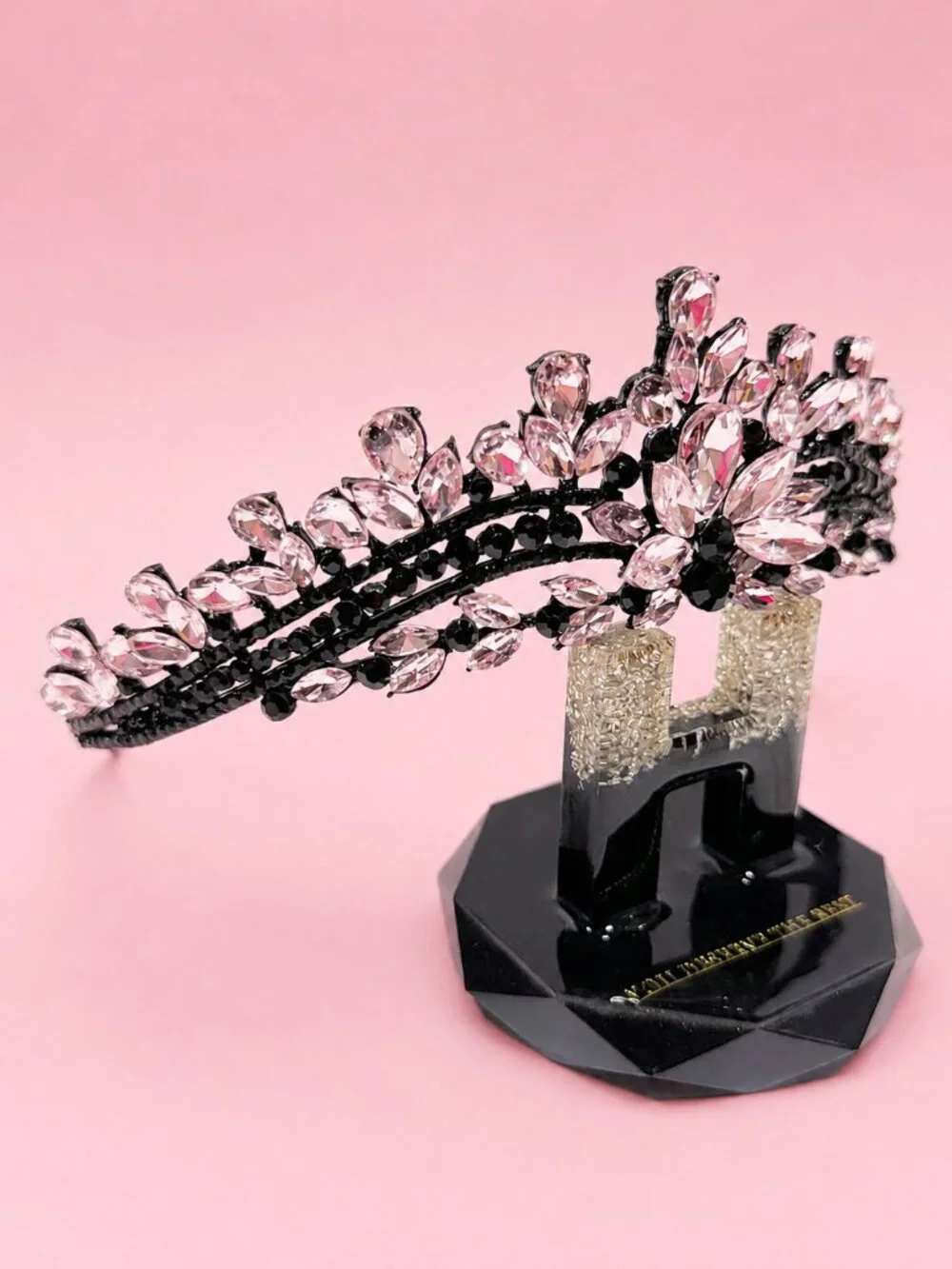 black pink tiara, Princess tiara, Halloween costume crown, Flower Girl headband